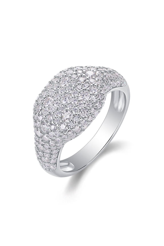 Pave Set Diamond Twilight Dome Style Ring 2.4 Ct Diamond 14K White Gold Over