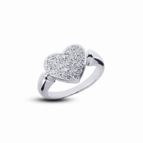 Pave Set Heart Shape Stackable Engagement Rings 1.9 Ct Diamond 14K White Gold Over