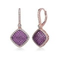 thumbnail image 1 of Pave Set Lever-back Earrings with Ruby and Round Brilliant Melee Diamonds by Diamond Essence set in Rose Plated Sterling Silver, 1 of 1