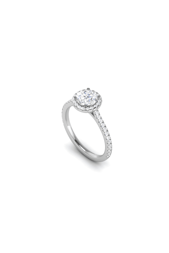Pave-Set Sterling Silver Round Crystal Halo Ring for Women