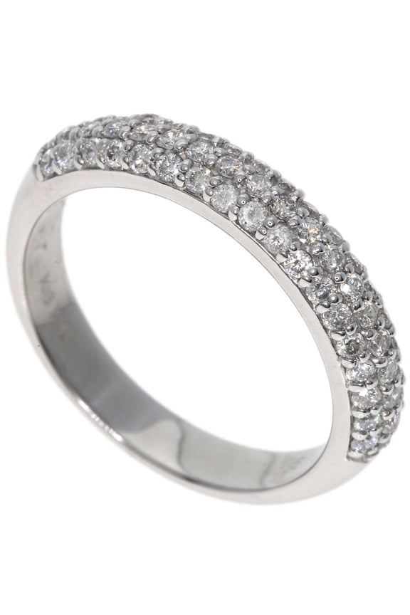 Pave Set Three Raw Diamond Ring, Half Eternity Diamond Wedding Band, Women Daily wear Engagement Ring, Minimal Proposal Anniversary Ring, 2.2Ct Simulated Round Cut Diamond, 14K White Gold Plated