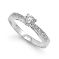 thumbnail image 1 of Pave Sided Round Center Cubic Zirconia Ring Sterling Silver 925, 1 of 3