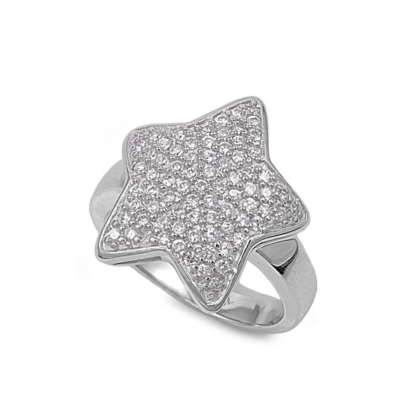 Pave Star Cubic Zirconia Ring Sterling Silver 925 Size 7