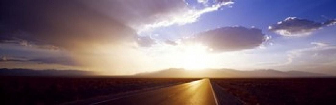Paved road at sunset Death Valley National Park California USA Canvas Art - Panoramic Images (18 x 6)