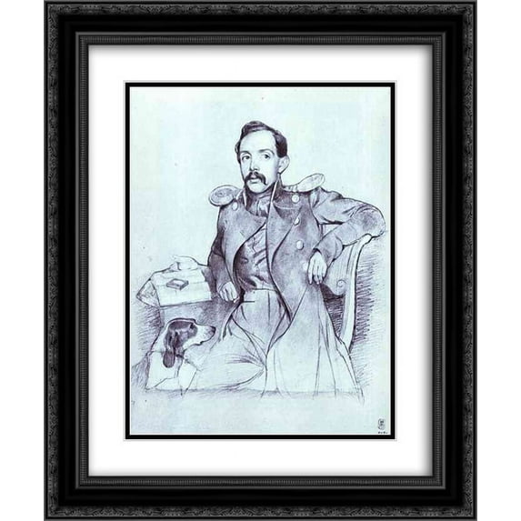 Pavel Fedotov 2x Matted 20x24 Black Ornate Framed Art Print 'Portrait of Lieutenant Lvov'