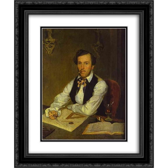 Pavel Fedotov 2x Matted 20x24 Black Ornate Framed Art Print 'Portrait of an Architect '