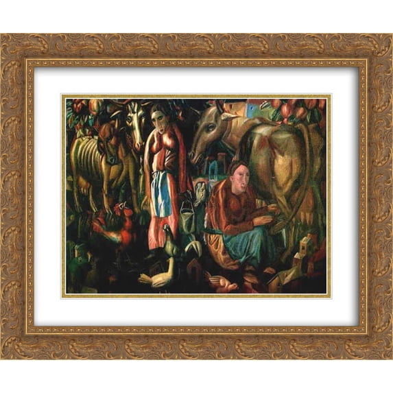 Pavel Filonov 2x Matted 24x20 Gold Ornate Framed Art Print 'Milkmaids'