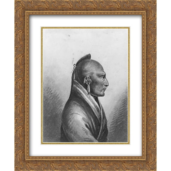 Pavel Svinyin 2x Matted 20x24 Gold Ornate Framed Art Print 'The Chief of the Little Osages'