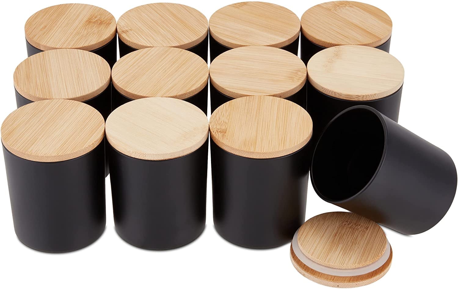 Pavelle 10 oz. Black Glass Candle Jars with Lids, Candle Jars For Making Candles and Storage, 12 Pcs
