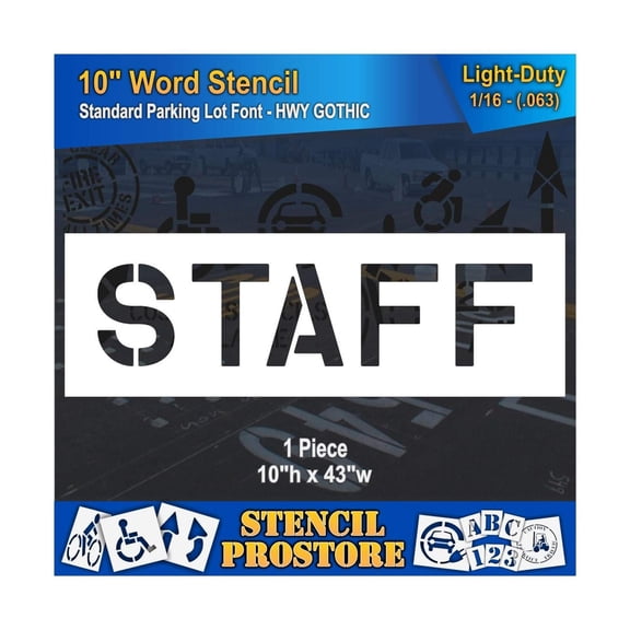 Pavement Marking Stencils - 10 inch Staff Stencil - 10" x 42" x 1/16'' (63 mil) - Light-Duty Light-Duty - 1/16" (63 mil) thick