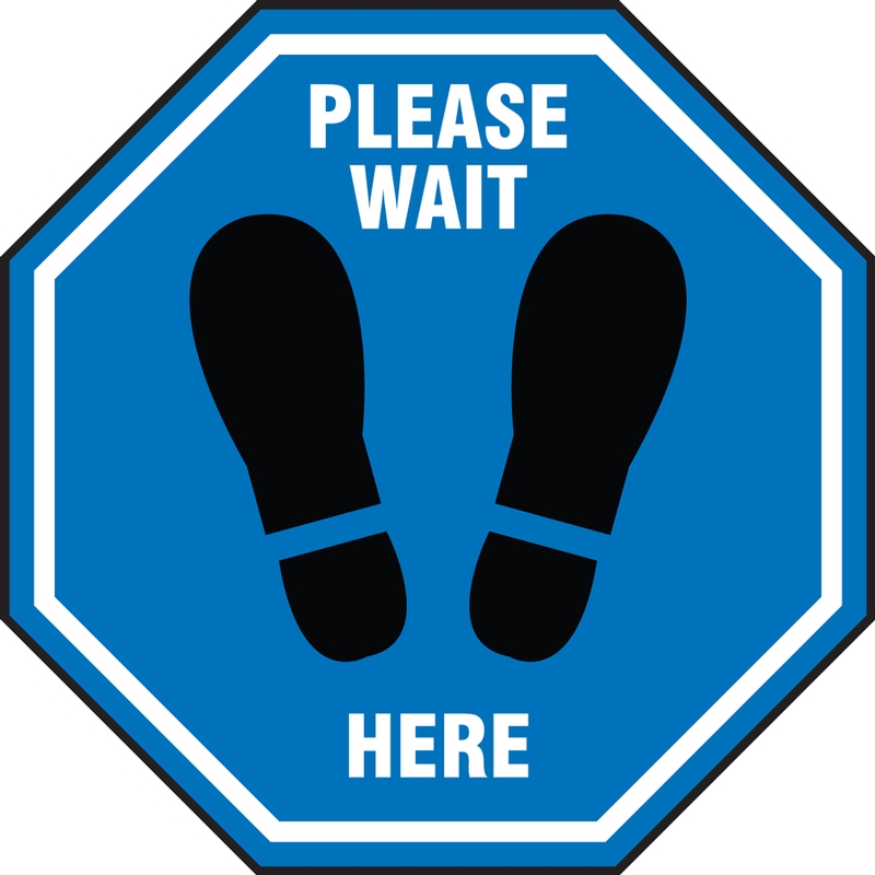 Pavement Sign Please Wait Here Footprints Metal Signs 12 Inch Rust Free ...