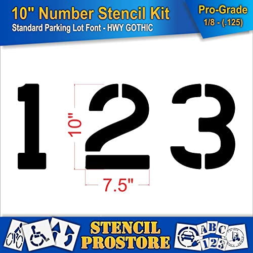 Pavement Stencils 10-inch Number Kit - 12-Piece Pro-Grade Stencil Set For Concrete & Floor