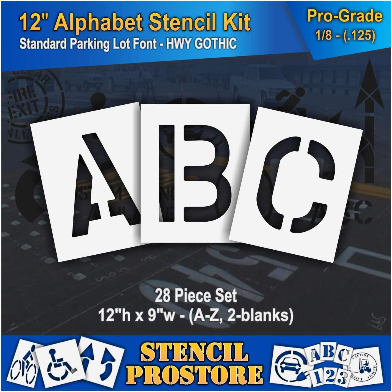 Pavement Stencils - 12 inch ALPHABET KIT STENCIL SET - (28 Piece) - 12 ...