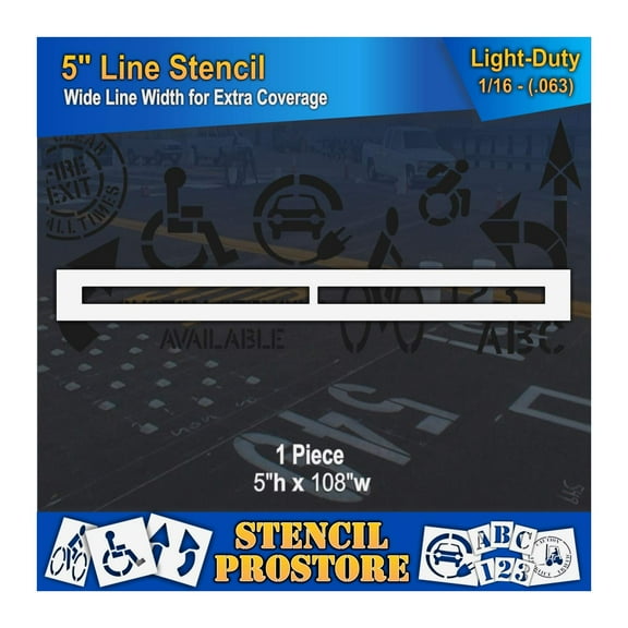 Pavement Stencils - 5 inch - Straight LINE Stencil - 5" x 108" x 1/16" (63 mil) - Light-Duty