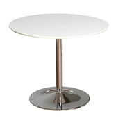 TMS Eldon Round Indoor Metal Pedestal Dining Table, White/Chrome