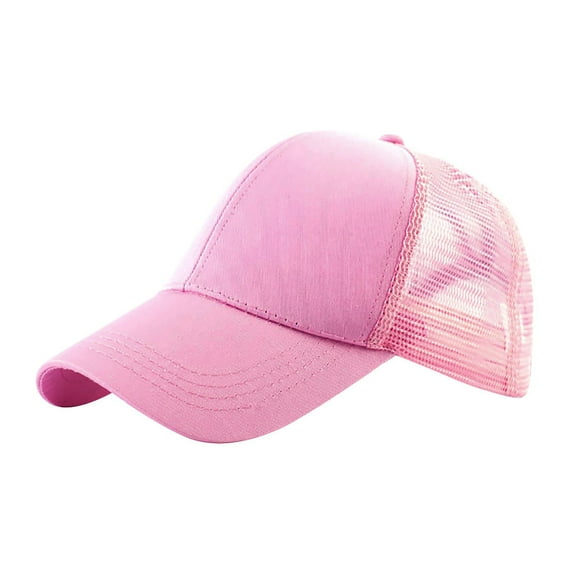 Pavied Baseball Cap Trucker Hat Outdoor Unisex Baseball Mesh Cap Open Back Solid Color Sun Hat Cap Snapback Hats Hats for Men Pink One Size