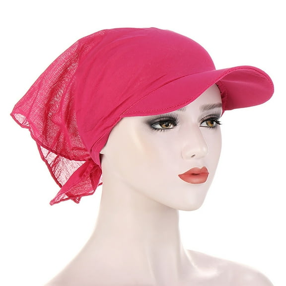 Pavied Beanie Skull Cap Solid Candy Color Outdoor Windproof And Sunscreen With Brim All Cotton Printed Headscarf Chemo Headwear Hats for Women D One Size