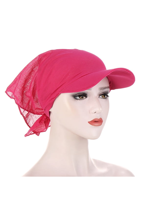 Beanie Skull Cap Solid Candy Color Outdoor Windproof And Sunscreen With Brim All Cotton Printed Headscarf Chemo Headwear Hats for Women D One Size