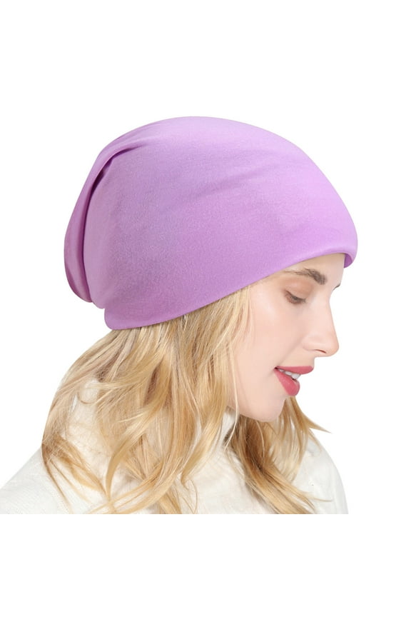 Beanie Skull Caps Spring Cotton Slouchy For Men Women Cotton Warm Winter Hats For Ski Winter Hat Hats for Women Purple One Size