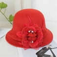 thumbnail image 1 of Pavied Bucket Hats Sun Hats Women Fashion Beret French Style Painter Hat Cap Vintage Warm Party Top Hat Fedora Hats Hats for Women Red One Size, 1 of 2