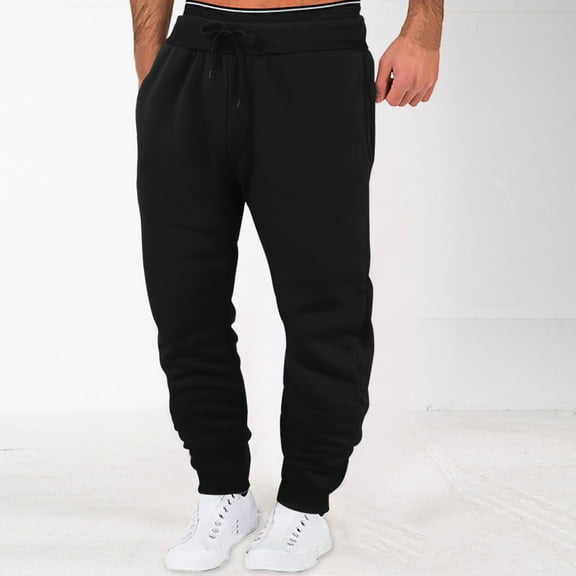 Pavied Cargo Pants for Men,Comfy Pants,Autumn And Winter High Street Leisure Loose Sports Running Lace Up Pants Sweater Pants Trousers Sweatpants,Mens Pants,Work Pants,clearance items! Black M