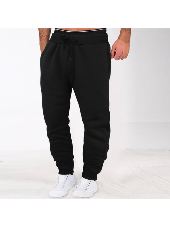 Cargo Pants for Men,Comfy Pants,Autumn And Winter High Street Leisure Loose Sports Running Lace Up Pants Sweater Pants Trousers Sweatpants,Mens Pants,Work Pants,clearance items! Black M