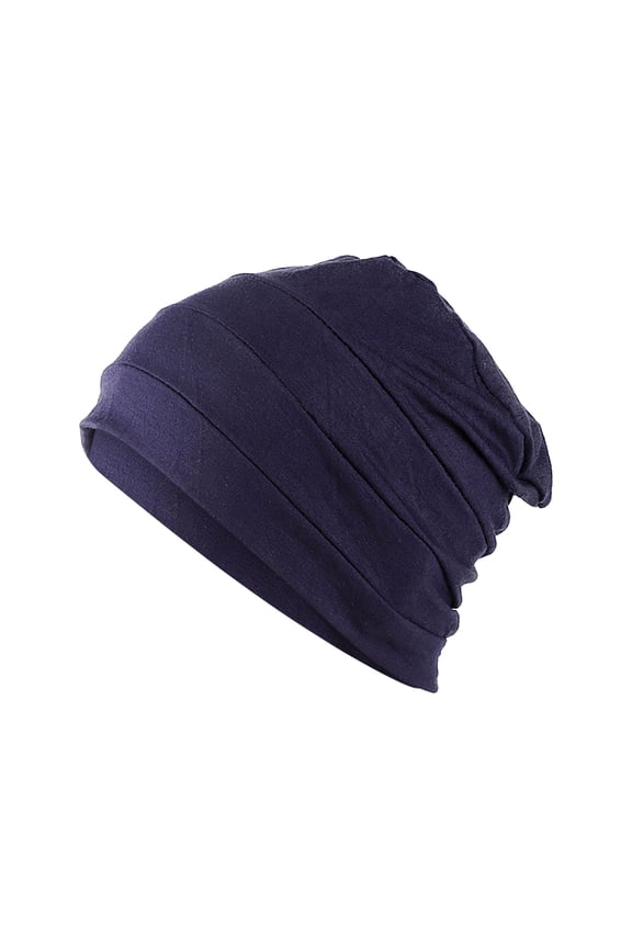 Chemo Headwear Head Wraps Women's Solid Cotton Pullover Head Hat Sleeping Hat Chemotherapy Hat Bottom Hat Muslim Hat Hats for Women Wig Cap Navy One Size