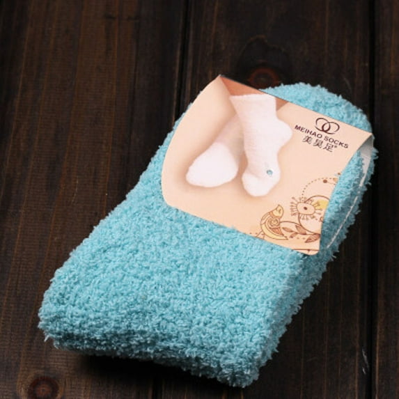 Pavied Crew Socks Fuzzy Socks Home Women Girls Soft Bed Floor Socks Fluffy Warm Winter Pure Color Winter Socks Socks for Women Sky Blue One Size