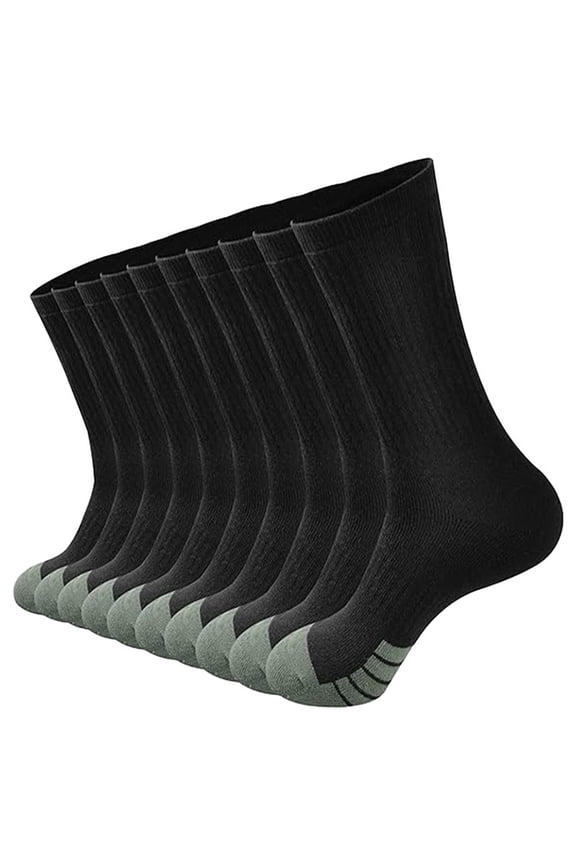 Crew Socks Hiking Socks Winter Socks Merino Wool Socks Anti Blister Cushioned Crew Socks for Men & Women 5-Pack Cotton Socks Running Socks Green One Size