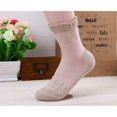 thumbnail image 1 of Pavied Crew Socks No Show Socks WomensUltrathin Short Lace Transparent Socks Beautiful Elastic Crystal Socks Socks for Women Khaki One Size, 1 of 3