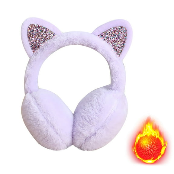 Pavied Earmuffs,Thinking Girls Ear Super Soft Cat Earmuffs Women Winter Warm Ear Winter Warm Ear Women Classic Fleece Unisex Winter Warm Earmuffs Women Girls Cold Weather Home Color, Clearance Sale!