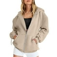 thumbnail image 1 of Pavied Essentials Hoodie Long Sleeve Tops Women's Zip Up Hoodies Casual Track Jackets With Pockets Oversized Hoodie Fall Outfits Beige XL, 1 of 5