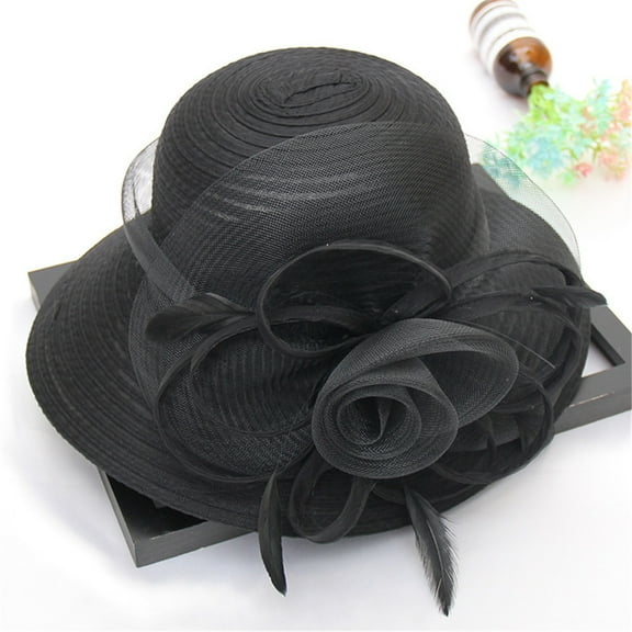 Pavied Fedora Hats Sun Hats Women's Church Kentucky Daily Cap Fascinator Bridal Tea Party Wedding Hat Flat Cap Hats for Women Black One Size