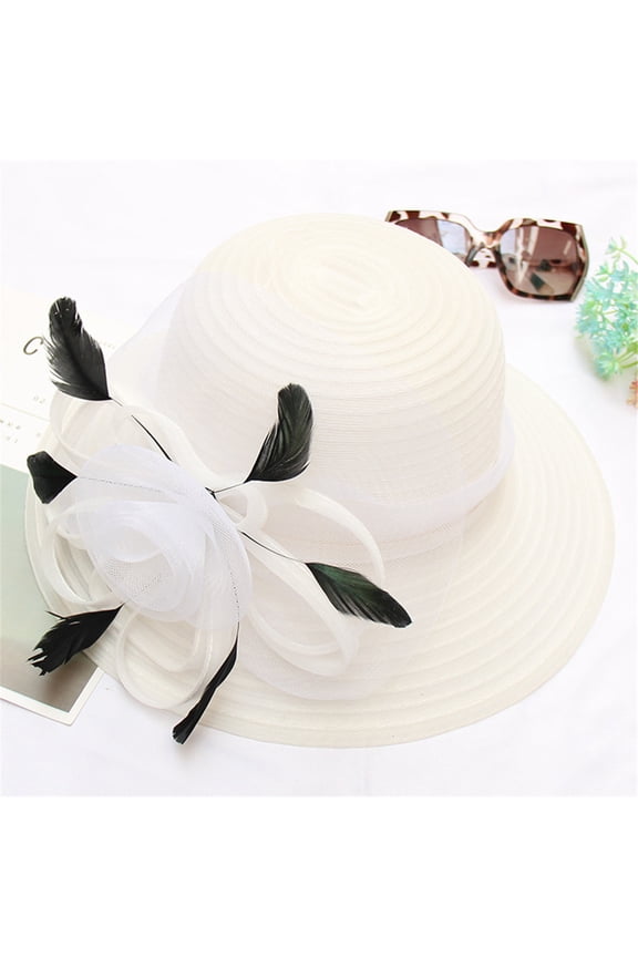 Fedora Hats Sun Hats Women's Church Kentucky Daily Cap Fascinator Bridal Tea Party Wedding Hat Flat Cap Hats for Women White One Size