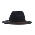 thumbnail image 1 of Pavied Fedora Hats Sun Hats Womens Classic Wide Floppy Panama Hat Belt Buckle Wool Fedora Hat Western Hat Wide Brim Hats Black One Size, 1 of 1