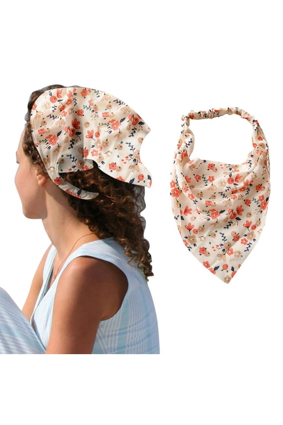 Head Scarf Headbands for Women Floral Hair Bandanas Head Kerchief Women Bandana Print Hair Scarf Triangle Hair Kerchief With Ties Hair Bands for Women'S Hair Bandanas for Women I One Size