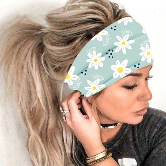 Pavied Head Scarf Headbands for Women Women Print Headband Elastic Head Wrap Hair Band Bandana Headband Hair Bands for Women'S Hair Bandanas for Women Blue One Size