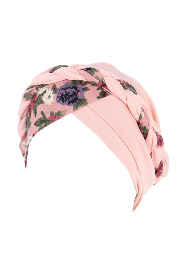 Head Wraps Wig Cap Chemo Cancer Head Hat Cap Ethnic Pre-Tied Twisted Braid Hair Cover Wrap Headwear Head Scarf Hats for Women Pink One Size