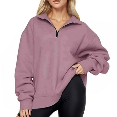 Pavied Hoodies for Women,Tunic Hoodies,Sweatshirt For Oversized Half Zip Pullover Sweatshirt Quarter Zip Hoodie Sweater Teen Girls With Pockets,Womens Sweatshirt,Womens Hoodies Pullover,Purple S