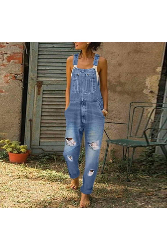 Jumpsuits for Women,Rompers for Women,Women's Casual Vintage Overalls Loose Straight Denim Bib Overall Jean Pants,Denim Romper,Overalls for Women,One Piece Jumpsuits,Outfits for Women,Blue M