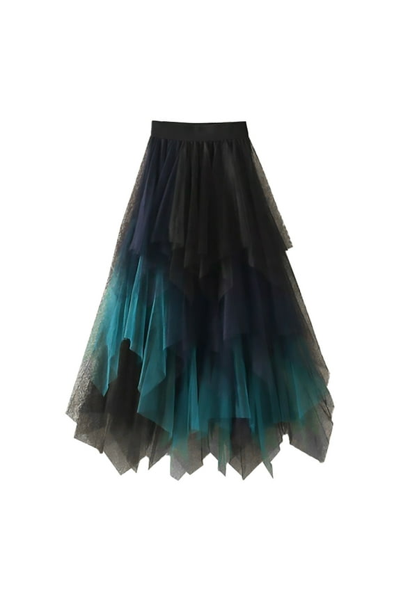 Maxi Skirt Long Skirt A Line Skirt Tulle Skirt Ruffle Multilayer Mesh A Line Tier Tutu Prom Wedding Long Tulle Skirts High Waisted Skirts for Women Fall Skirt Clearance Items Black 2XL