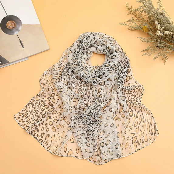 Pavied Scarf for Women Shawl Wraps Classic Leopard Print Chiffon Scarf Women's Thin Shawl Silk Scarf Yellow A