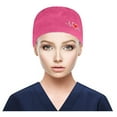 thumbnail image 1 of Pavied Scrub Cap Surgical Caps Scrub Cap With Buttons Bouffant print Hat With Sweatband for Womens and Mens Nurse Cap Hats for Women Hot Pink One Size, 1 of 4