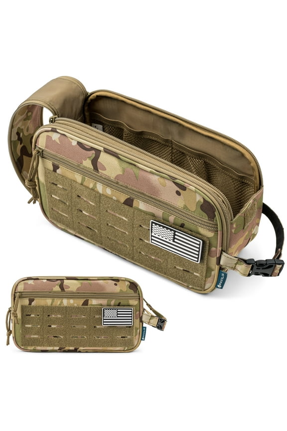 Extra Large Tactical Toiletry Bag for Men, Hygiene Travel Bag, Military Dopp Kit, Water Resistant Molle Pouch, Mens Shaving Grooming Essentials, Bathroom Shower Small Organizer Case, Camo