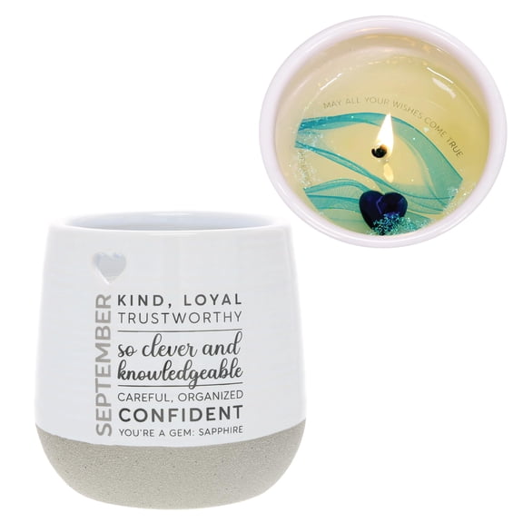 Pavilion - 11 oz Wax Reveal Candle, Natural Soy Wax Birthstone Candle, Jasmine Scented, Gemstone Candle with Crystal Inside, Birthday Gifts for Women, 1 Count (September) A101