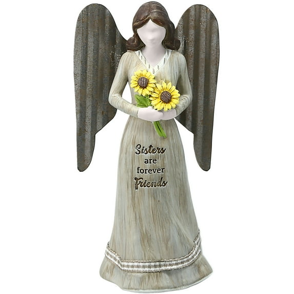 Pavilion - 5" Angel Figurine - Sisters are Forever Friends - Simplistic Rustic Modern Farmhouse Statue