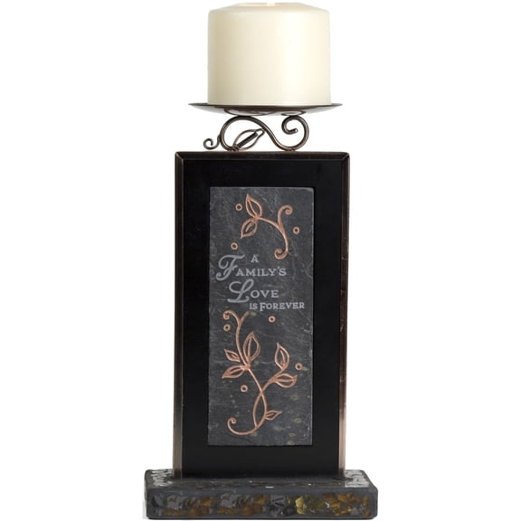 Pavilion- A Family's Love is Forever 10" Green Mosaic Plaque Candle Holder Slate Pedestal Home Decor