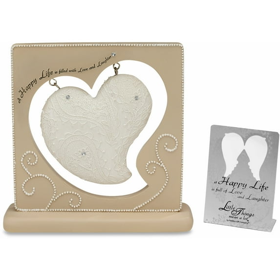 Pavilion Gift Company - Happy Life - 4.5" Square Self-Standing Plaque