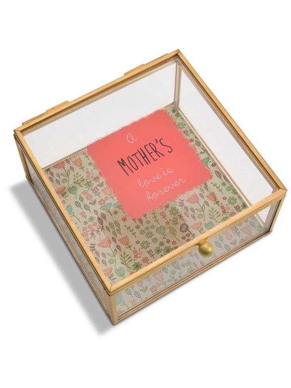 Pavilion - A Mother's Love is Forever Floral Glass Jewelry Box 4.25 Inch