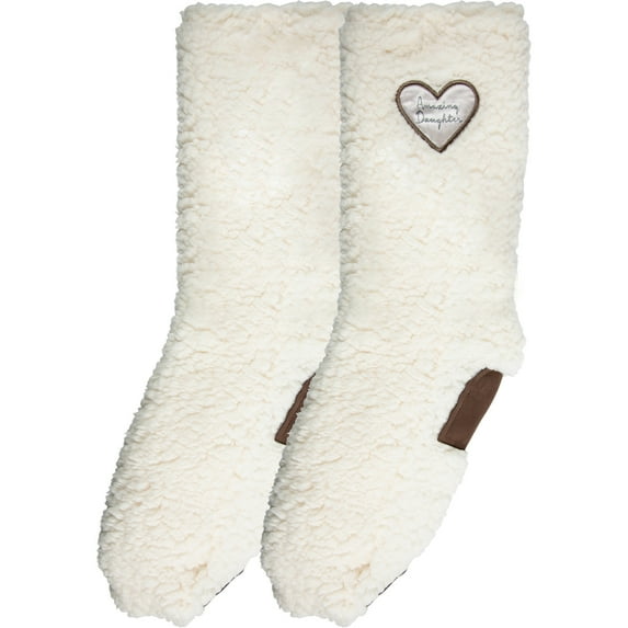 Pavilion - Amazing Daughter - One Size Fits Most Sherpa Slipper Socks With Non-Slip Bottoms